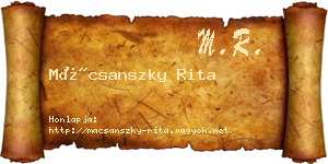 Mácsanszky Rita névjegykártya
